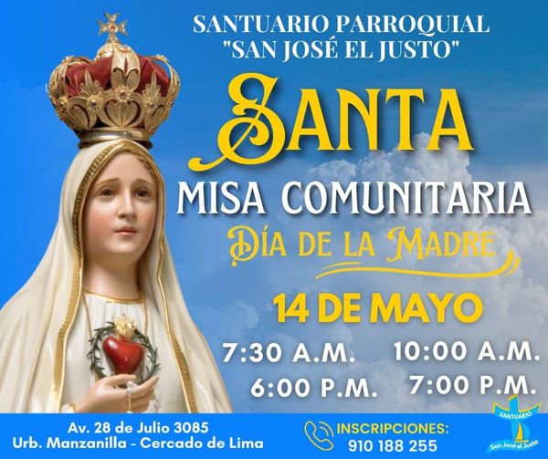 Evento 14 de mayo Santuario san José el justo